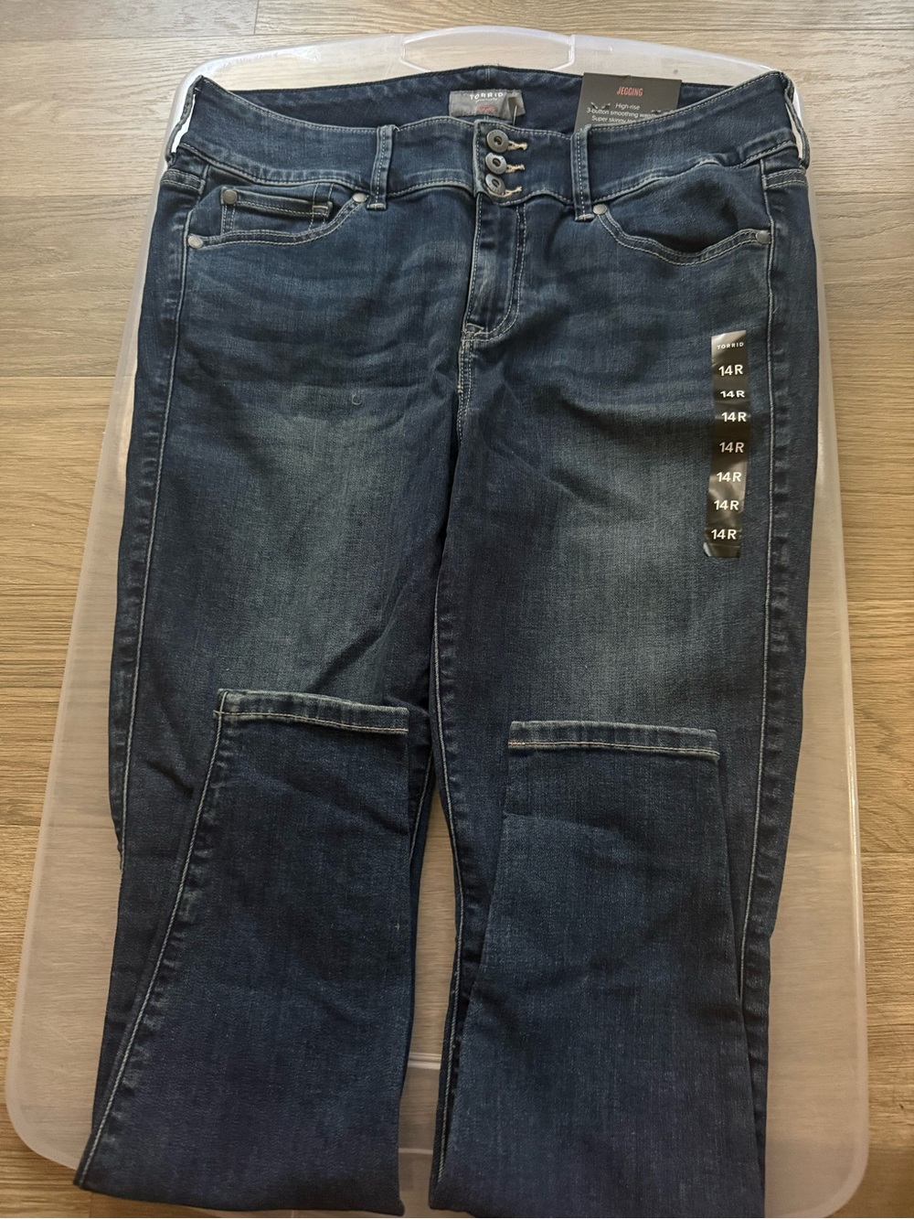 torrid Dark Blue Skinny Jeans with Knee Patch Detail